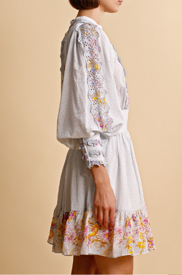 BYTIMO - COTTON SLUB MINI DRESS FLOWER MARKET DRESS