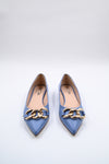 emporio italia fuscia ballet flats blue light jeans gold chain pointed toe