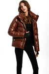 sam new york vegan leather isabel brandy puffer jacket