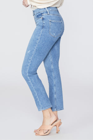 paige denim jeans cindy crop distressed exposed button fly blue