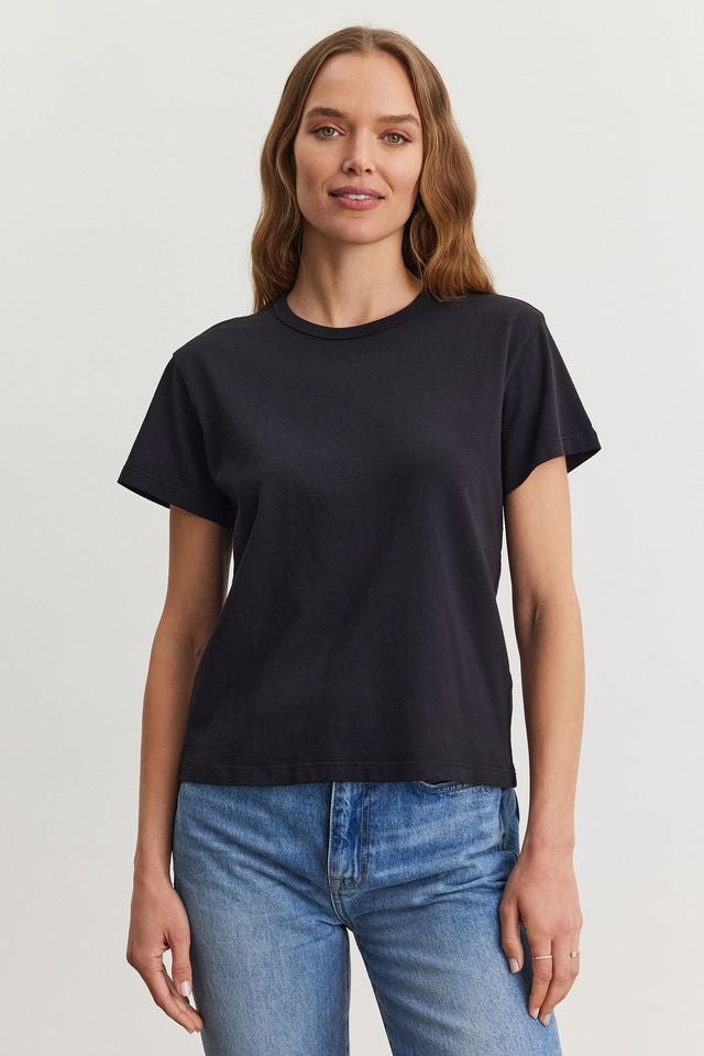 VELVET - LEIGH VINTAGE COTTON CREW BLACK