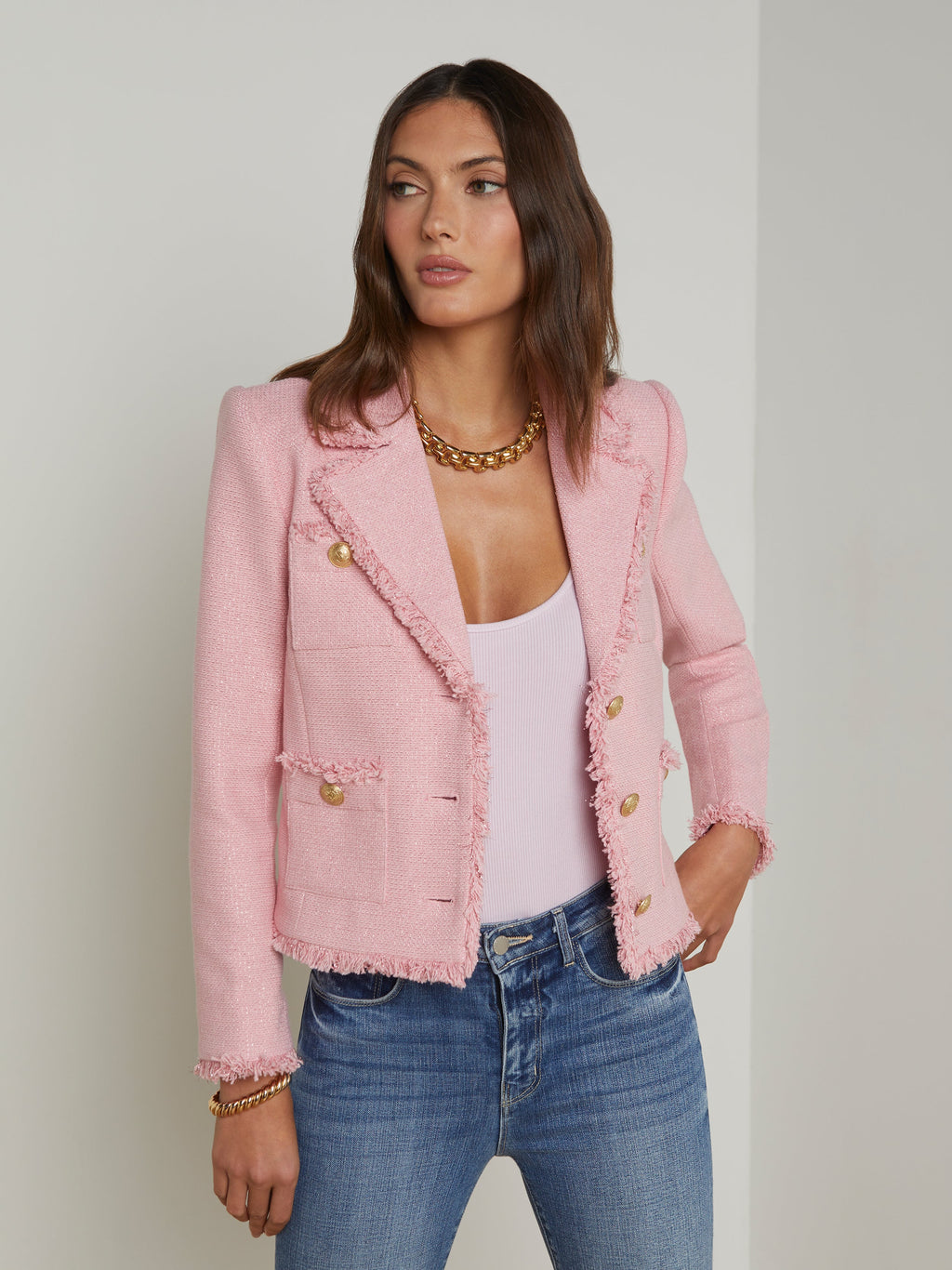 LAGENCE - SYLVIA PINK COLLARD JACKET