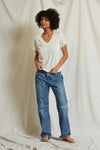 PERFECT WHITE TEE - HENDRIX BASIC V NECK BRIGHT IVORY