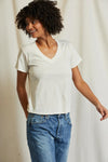 PERFECT WHITE TEE - HENDRIX BASIC V NECK BRIGHT IVORY