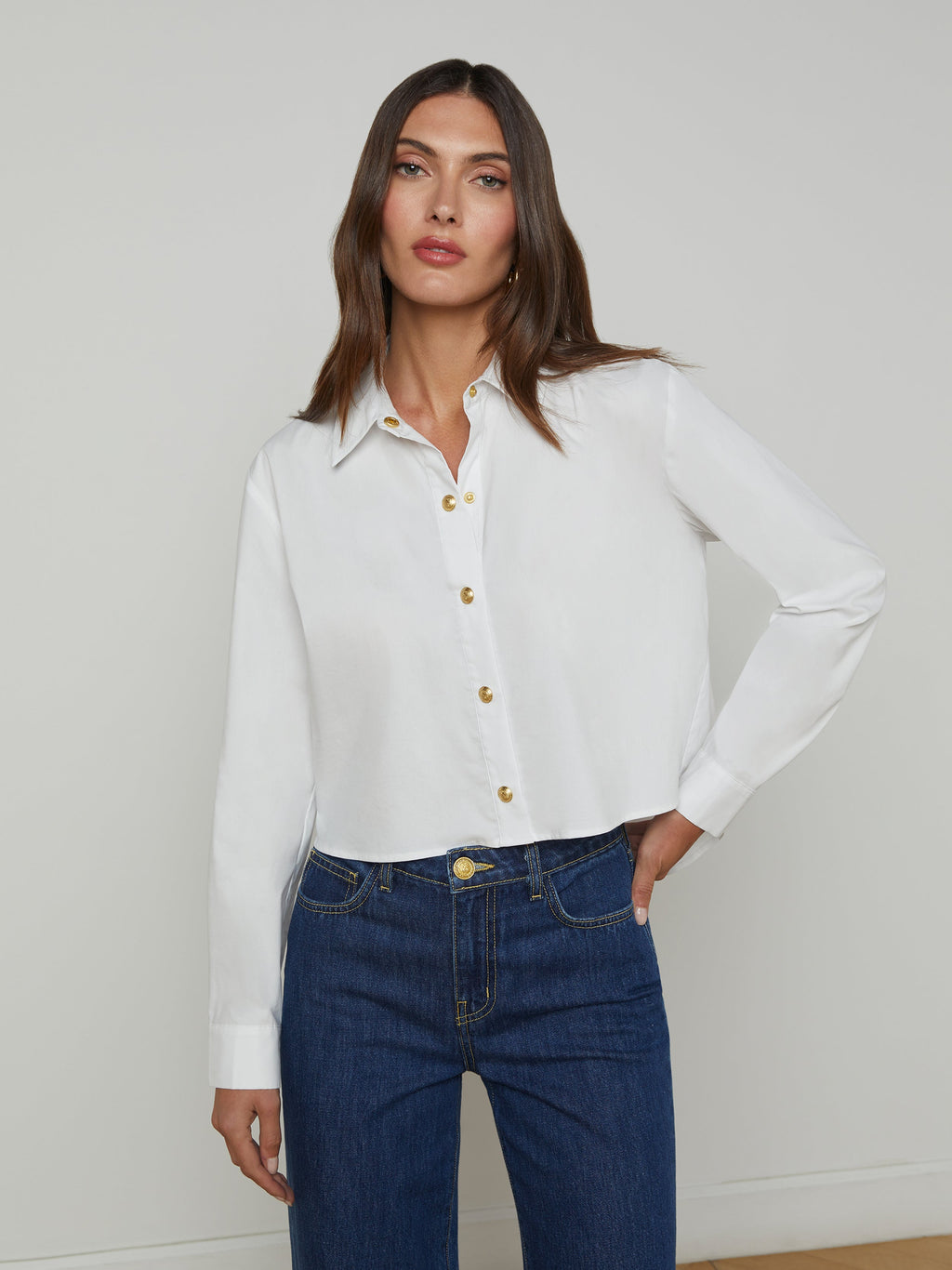 LAGENCE - COSETTE CROP WHITE SHIRT