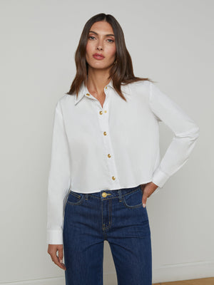 LAGENCE - COSETTE CROP WHITE SHIRT