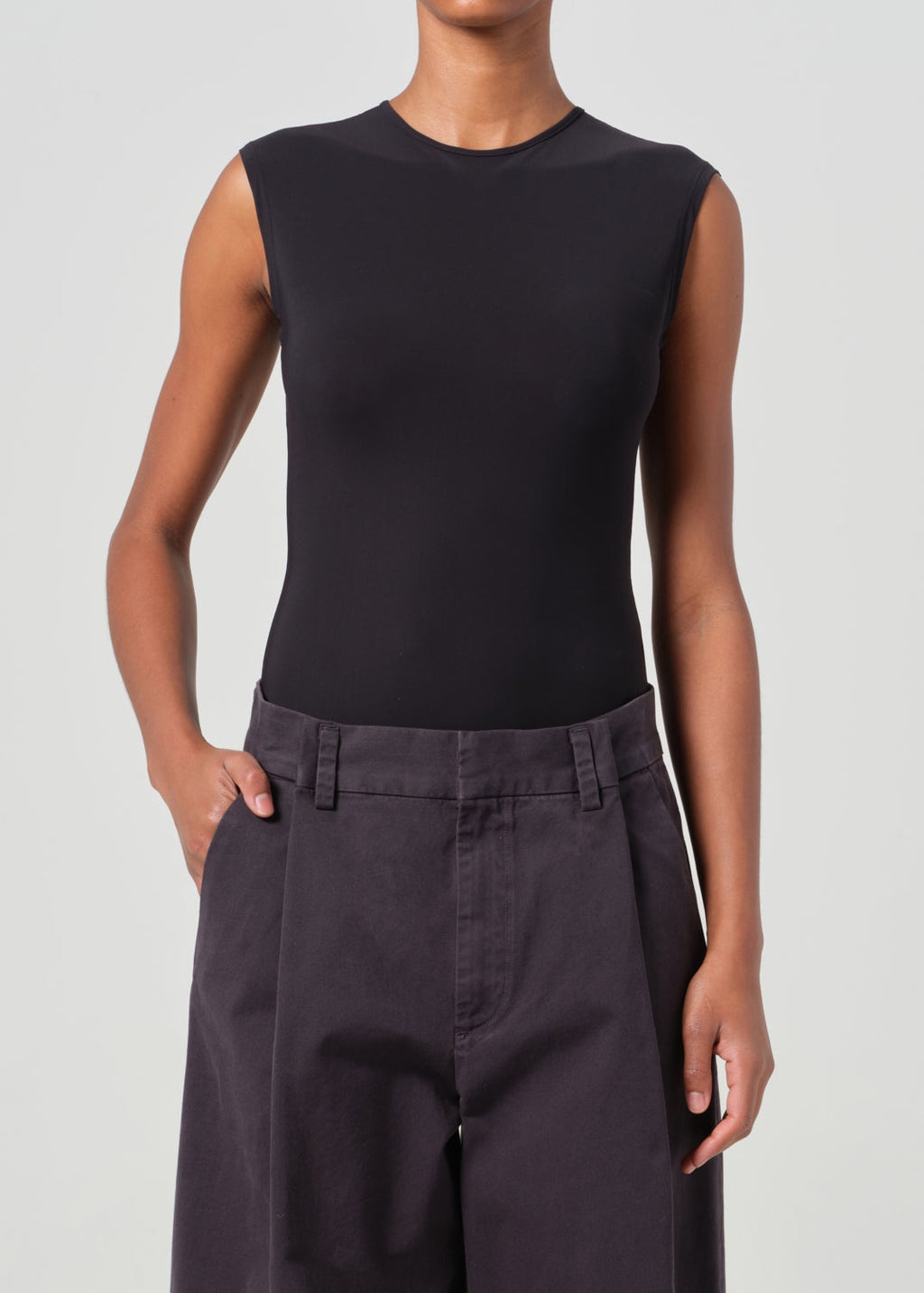 AGOLDE - AURA SLEEVELESS BLACK BODYSUIT