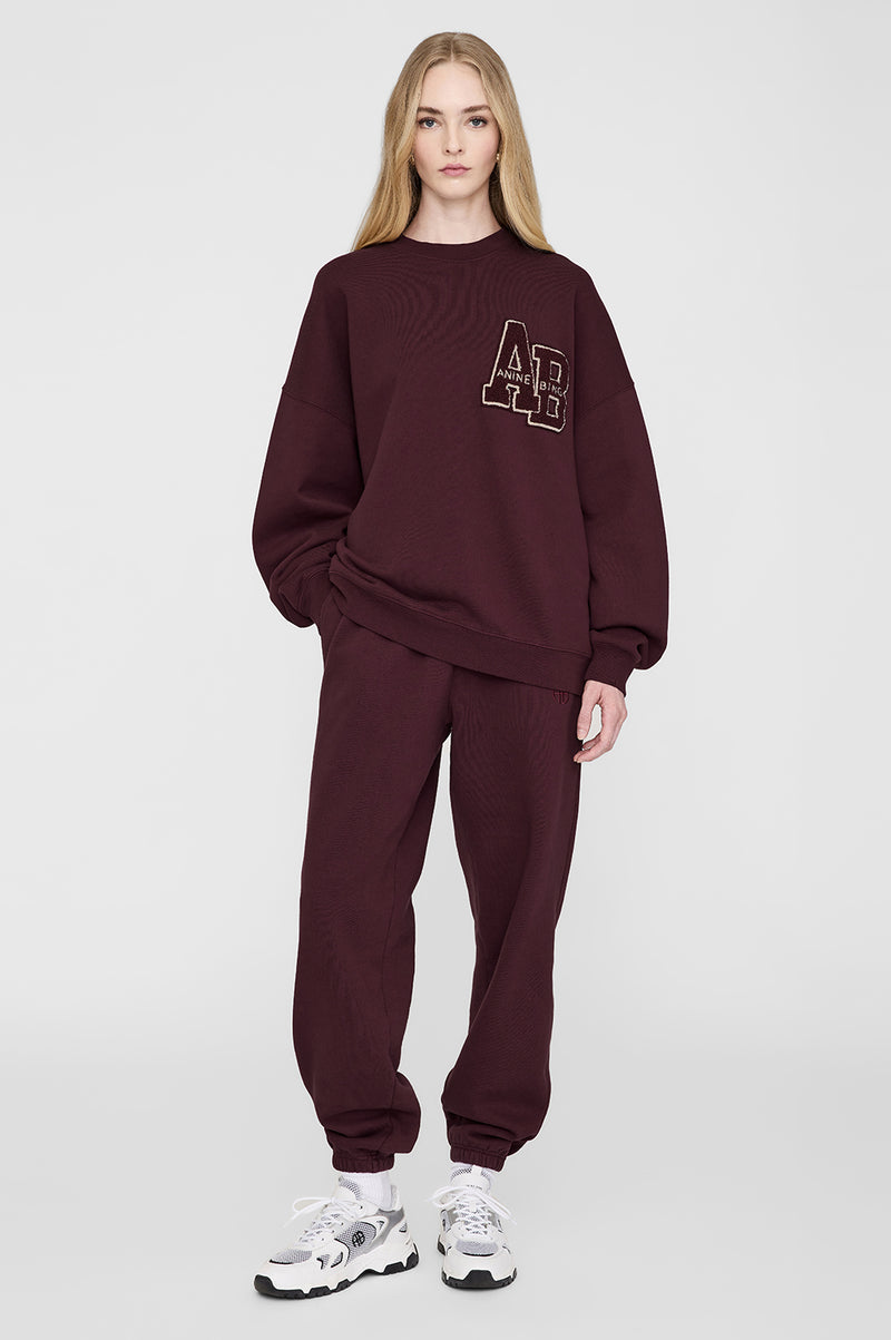 ANINE BING - MILES LETTERMAN SWEATSHIRT BURGUNDY