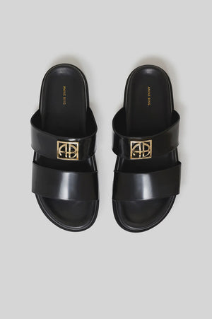 anine bing parker slides monogram high shine black