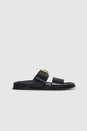 anine bing parker slides monogram high shine black