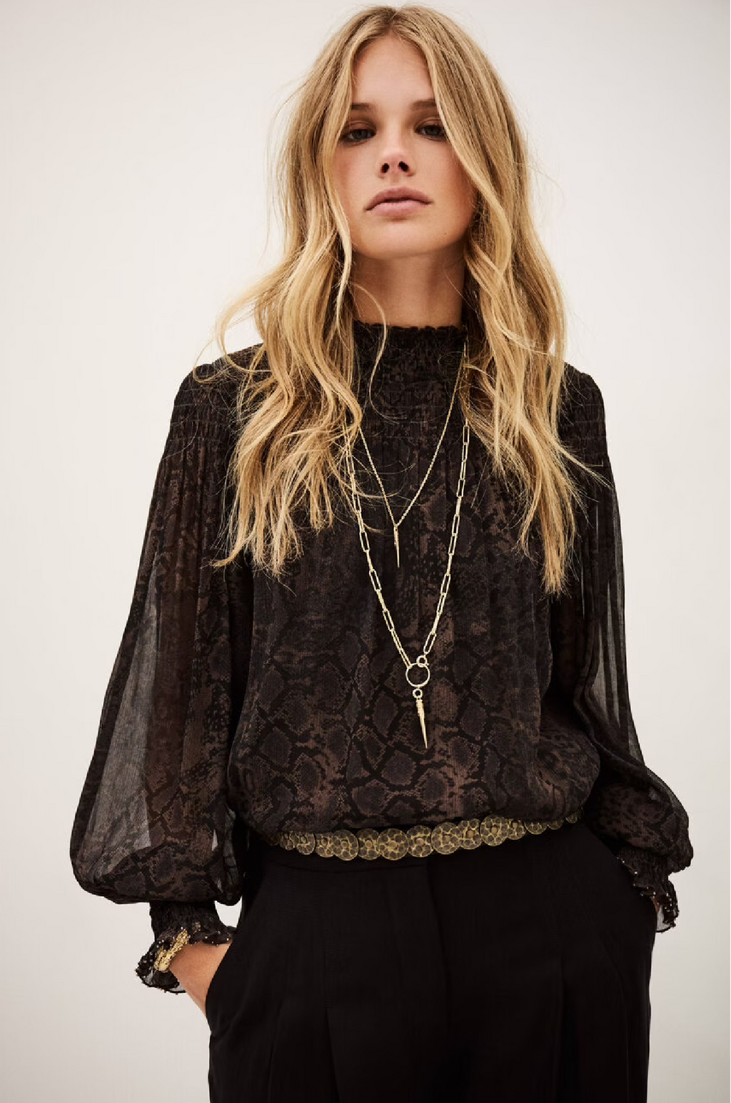 BA&SH - SHAMY BLOUSE IN MARRON