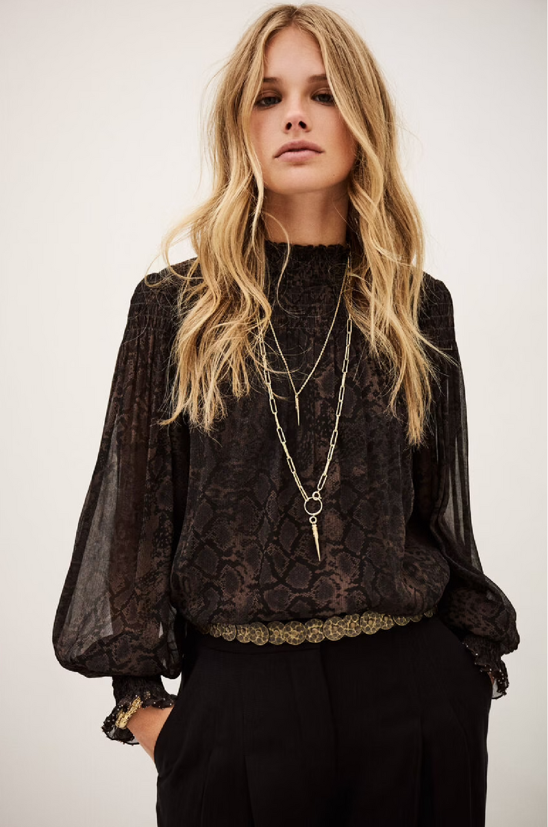 BA&SH - SHAMY BLOUSE IN MARRON