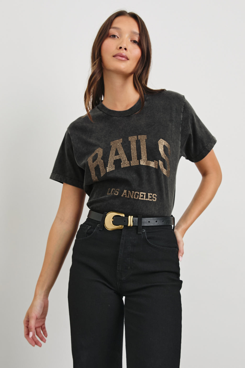 RAILS - BOYFRIEND TEE WASHED BLACK GOLD