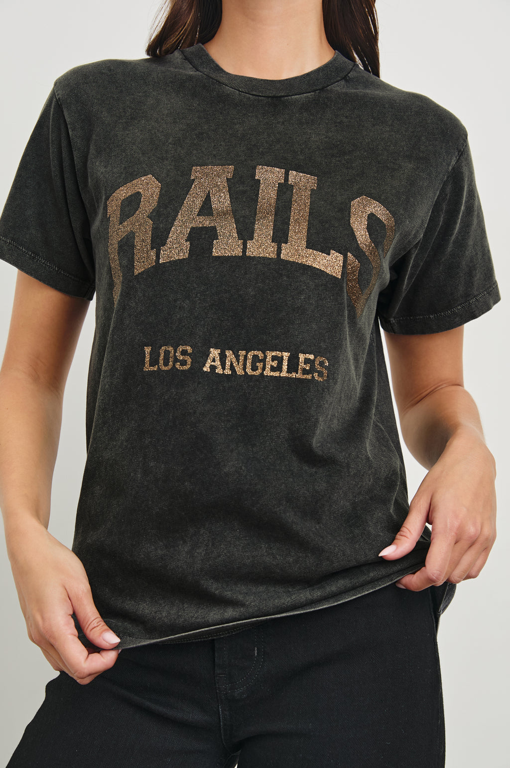 RAILS - BOYFRIEND TEE WASHED BLACK GOLD