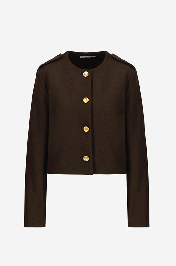 HARRIS WHARF LONDON - UNCOLLARED CASHMERE JACKET BROWN