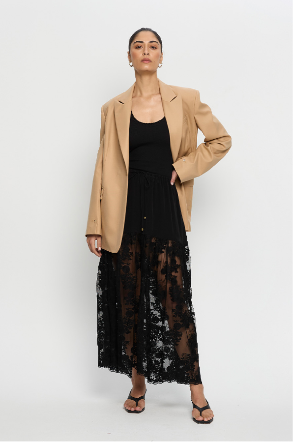 KIVARI - BLAIRE LACE MAXI SKIRT BLACK