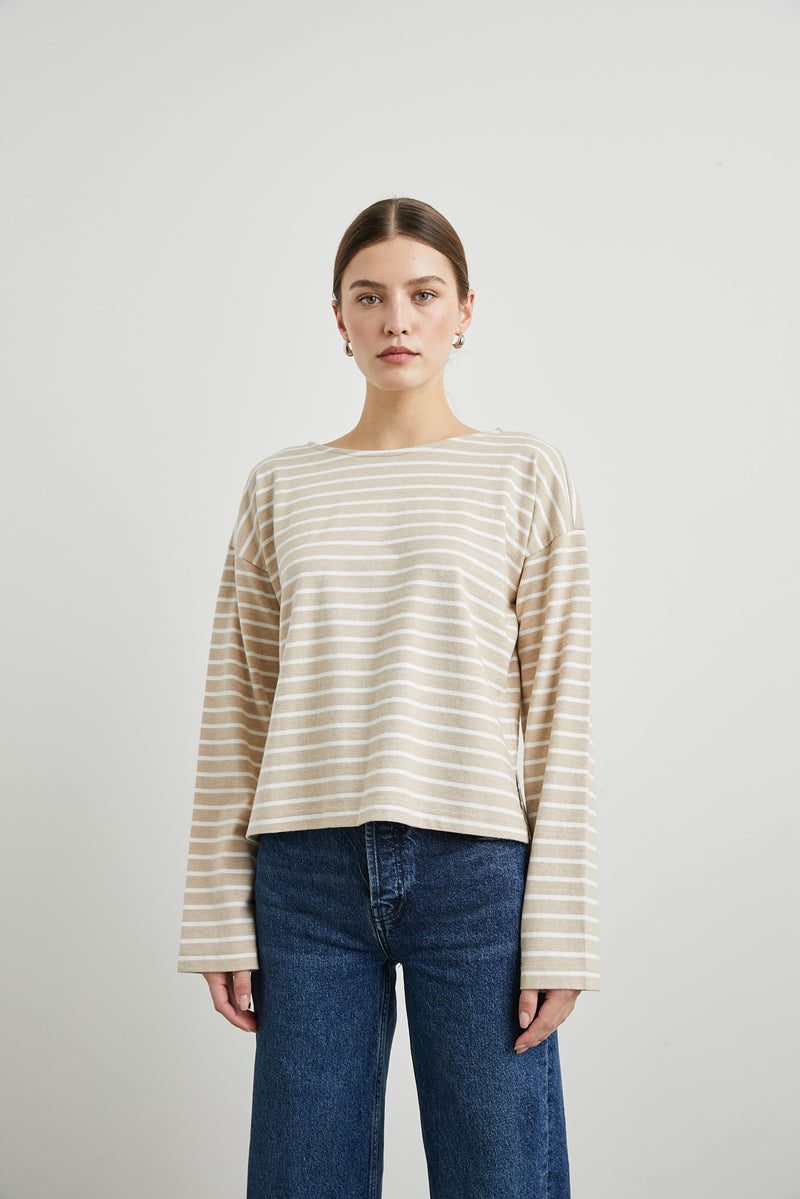 RAILS - MACY TOP HEATHER BEIGE STRIPE