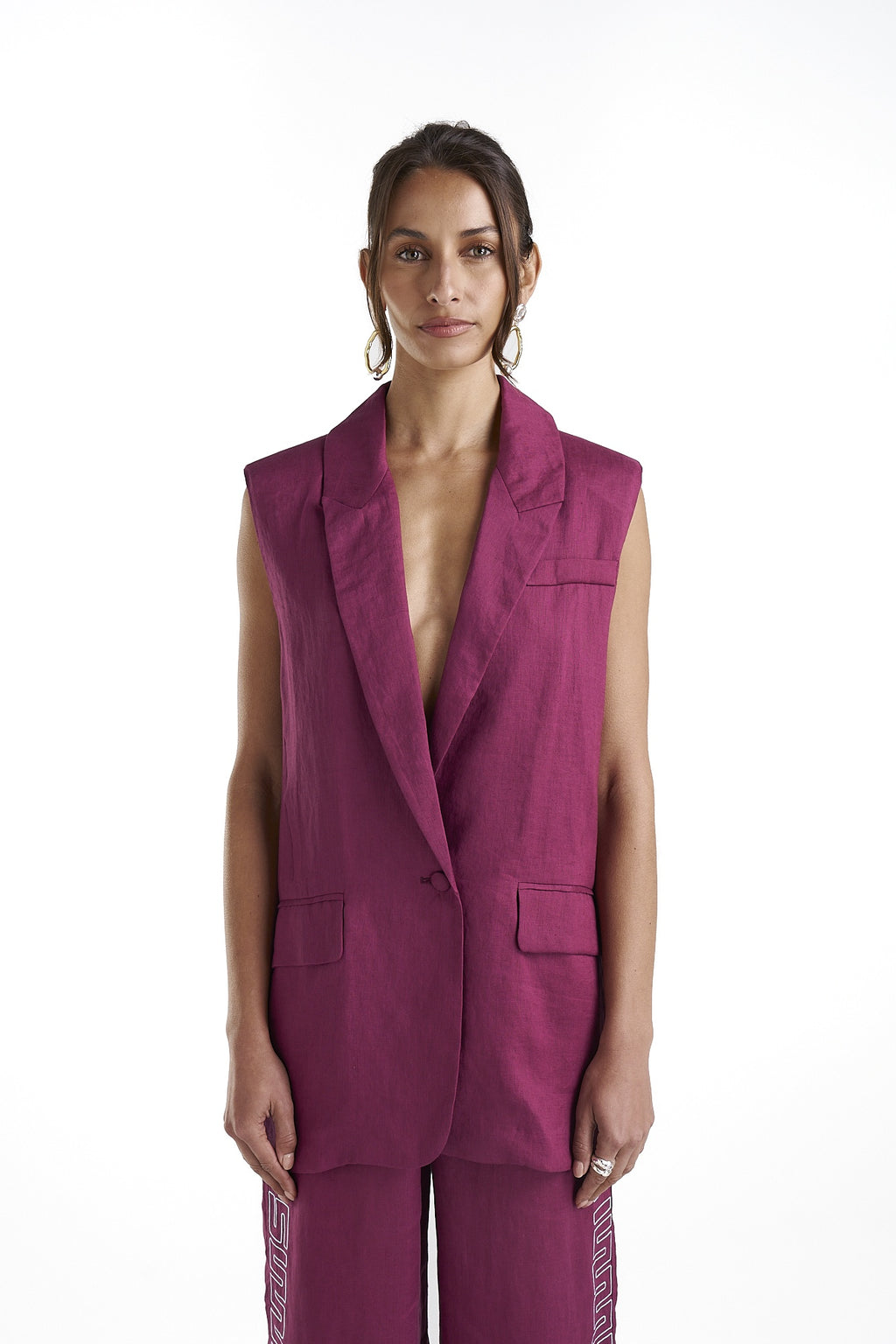 SUMMI SUMMI - SLEEVELESS BLAZER PLUM