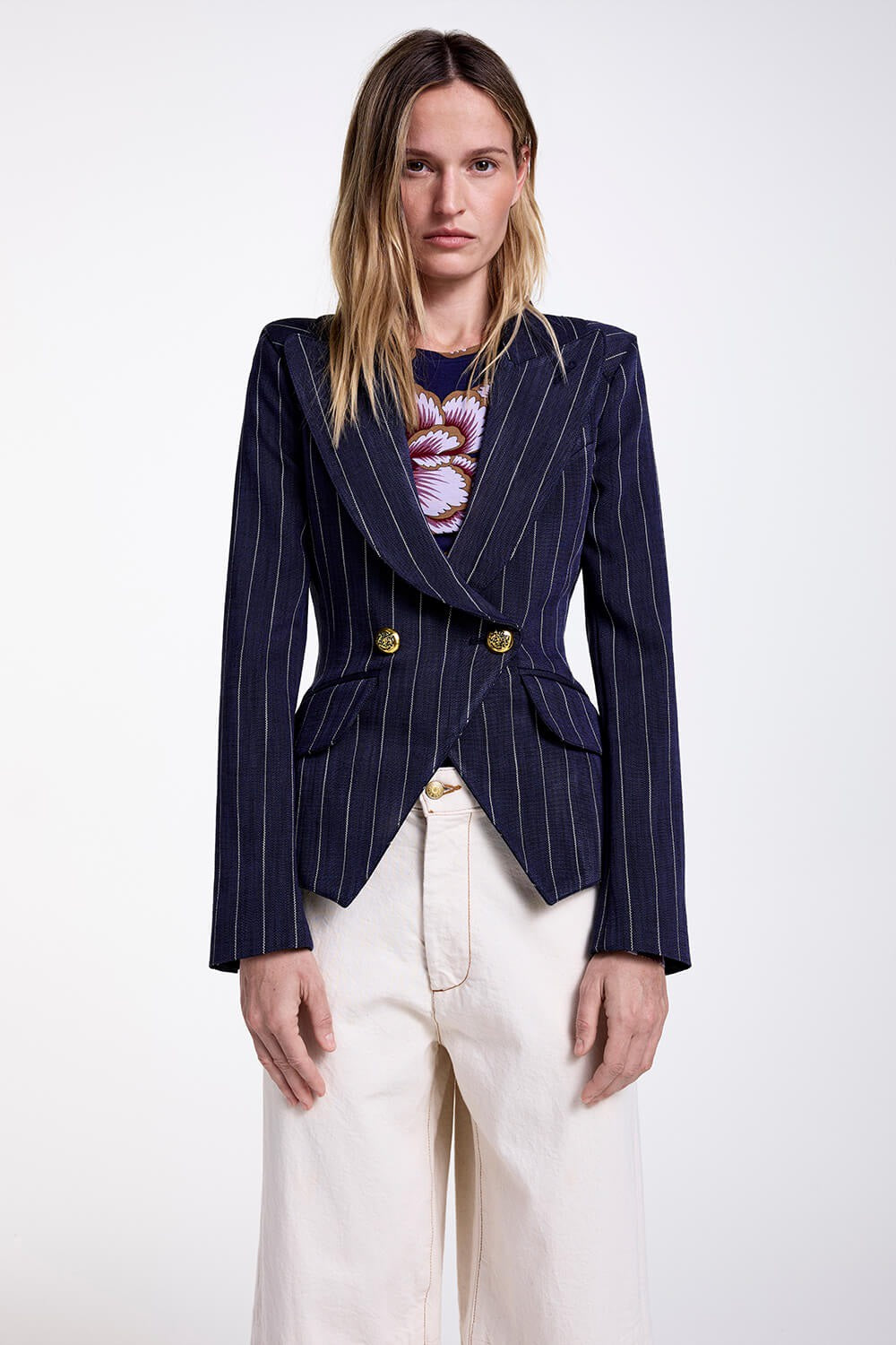 SMYTHE - CROSSOVER BLAZER NAVY PINSTRIPE