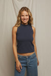 PERFECT WHITE TEE - PHOEBE JERSEY TANK NAVY