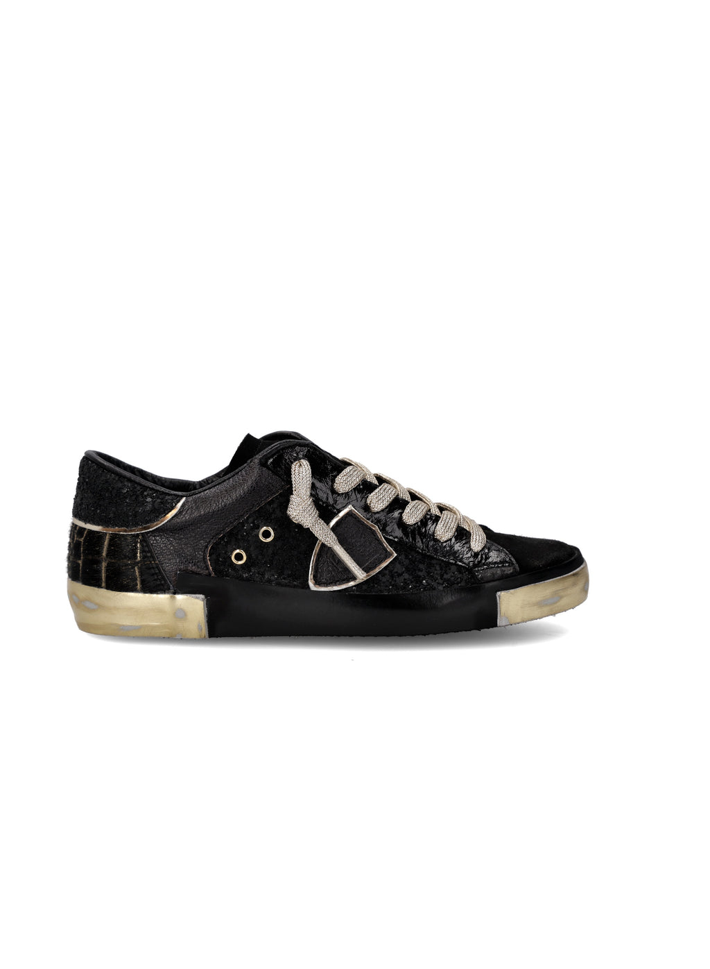 PHILIPPE MODEL - PRSX LOW GLITTER METAL PONY NOIR