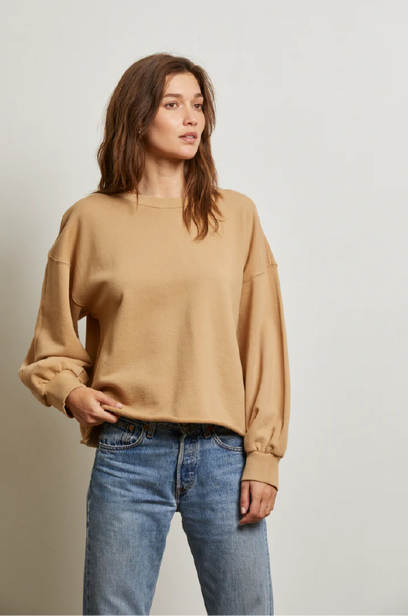 PERFECT WHITE TEE - ZAYNE TERRY PULLOVER IN SUEDE
