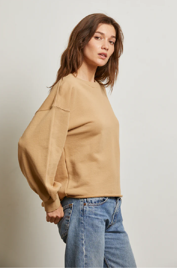 PERFECT WHITE TEE - ZAYNE TERRY PULLOVER IN SUEDE