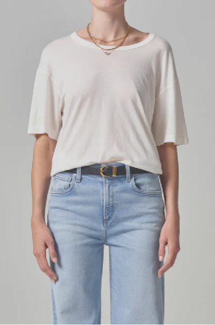 CITIZENS OF HUMANITY - ELISABETTA RELAXED TEE OFF WHITE