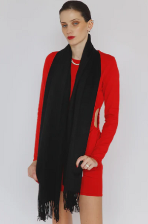 AETHERA - SERENE LAMBSWOOL SHAWL BLACK