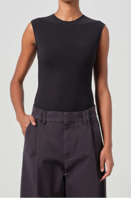 AGOLDE - AURA SLEEVELESS BLACK BODYSUIT