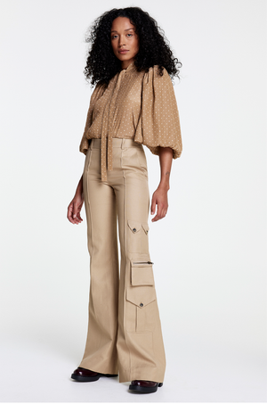 SMYTHE - WIDE LEG CARGO TROUSERS STONE