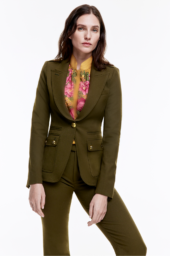 SMYTHE - MILITARY PEAKED LAPEL BLAZER ARMY