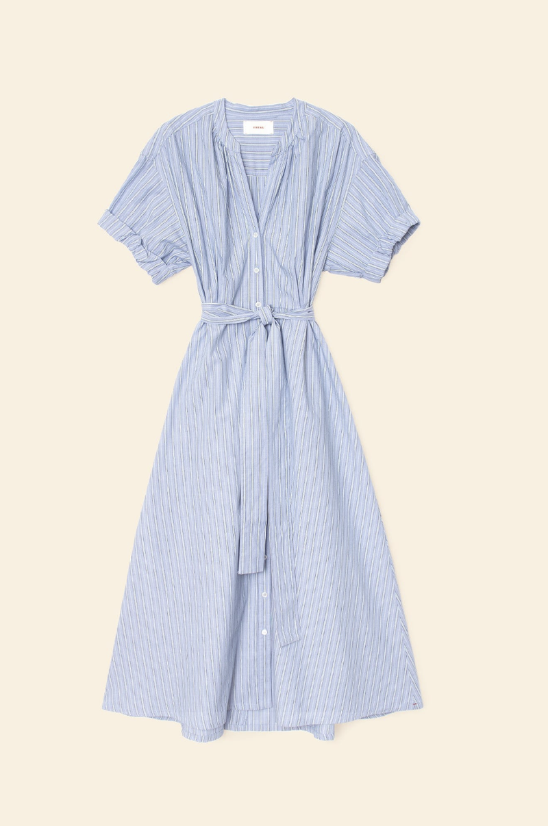XIRENA - LIORA DRESS CHAMBRAY TEAL STRIPE