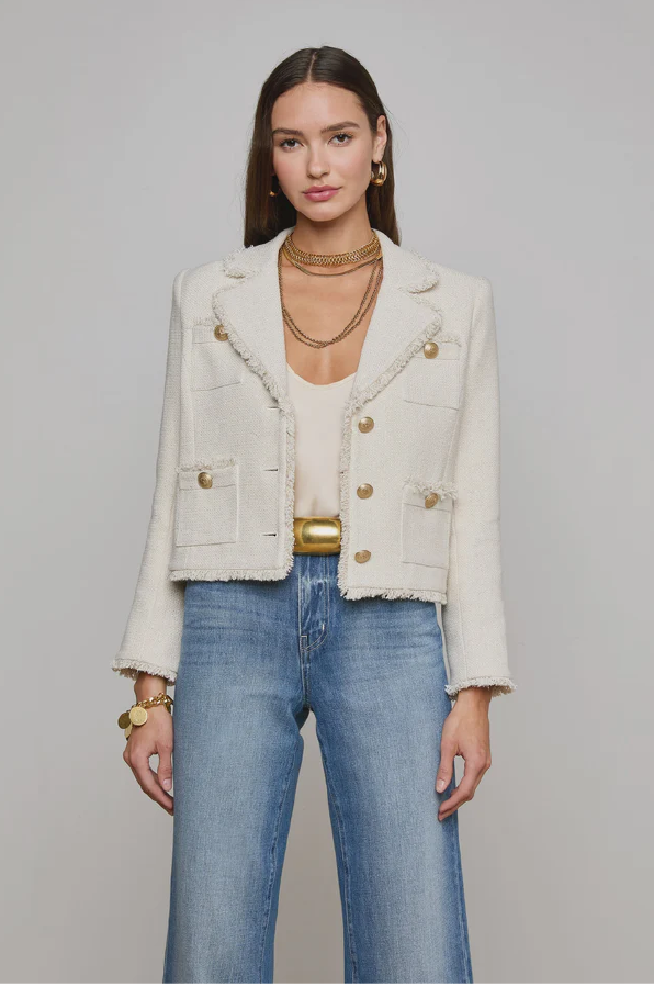 L 'AGENCE - SYLVIA IVORY COLLARD JACKET
