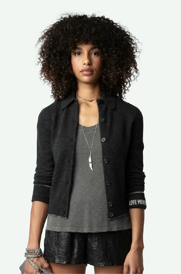 ZADIG ET VOLTAIRE - VOLTIA ANTHRACITE CARDIGAN