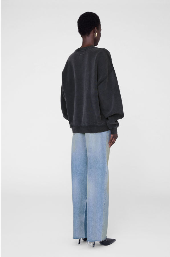 ANINE BING - MILES SWEATSHIRT LEOPARD WASHED BLACK