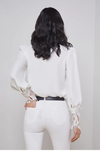 L 'AGENCE - AVA LACE CUFF BLOUSE IVORY