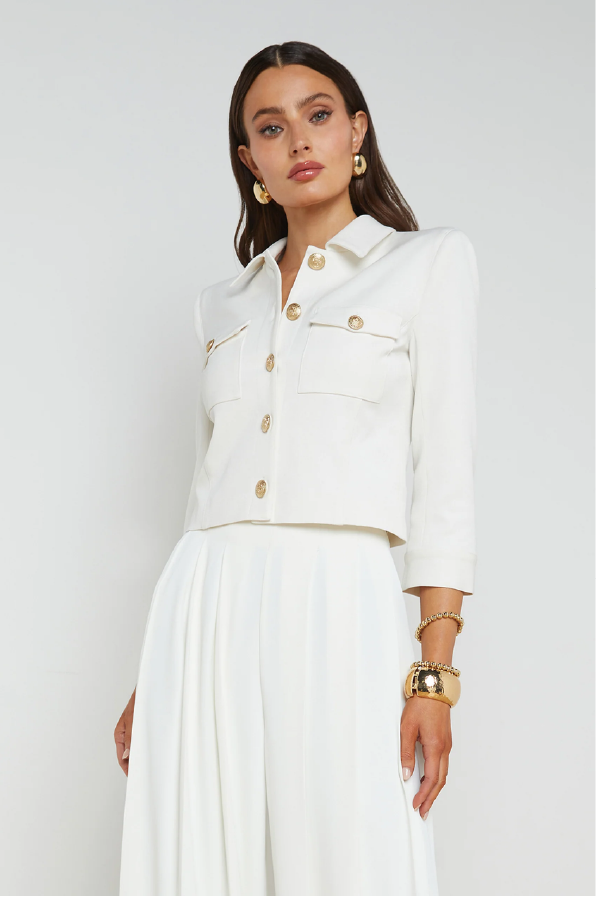 L 'AGENCE - KUMI CROPPED FITTED JACKET WHITE