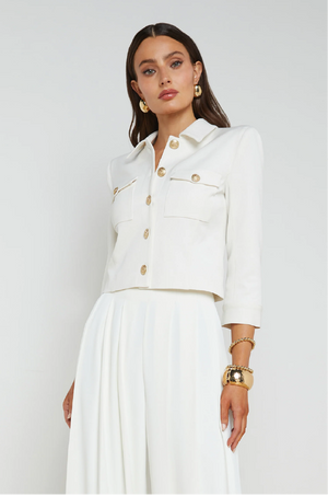 L 'AGENCE - KUMI CROPPED FITTED JACKET WHITE