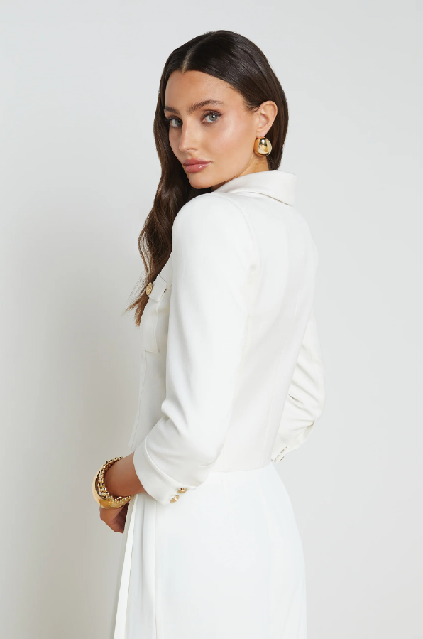 L 'AGENCE - KUMI CROPPED FITTED JACKET WHITE