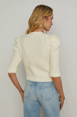 L 'AGENCE - DELILAH CROPPED TEXTURED CARDI WHITE