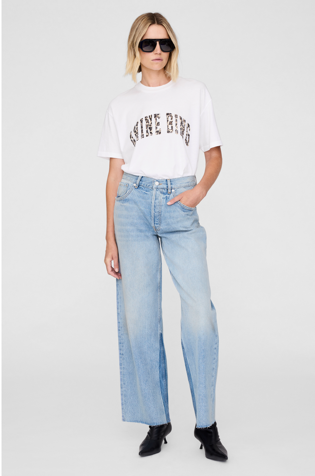 ANINE BING - WALKER TEE LEOPARD IVORY