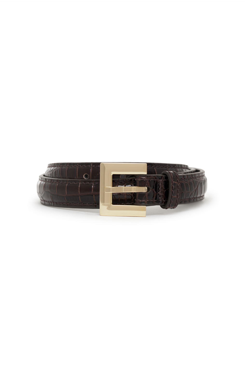 ANINE BING - NICOLA BELT DARK BROWN EMBOSSED