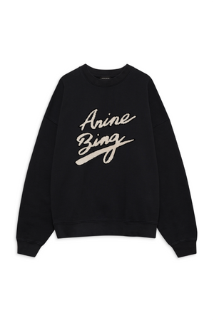 ANINE BING - MILES SWEATSHIRT CHENILLE SIGNATURE BLACK