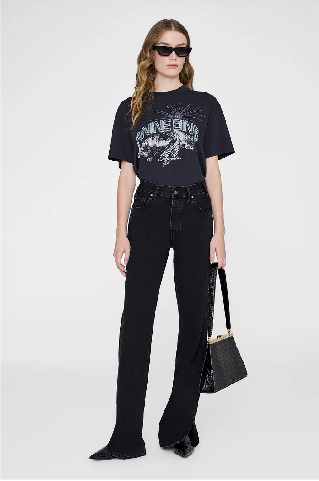 ANINE BING - WALKER TEE CALIFORNIA VINTAGE BLACK