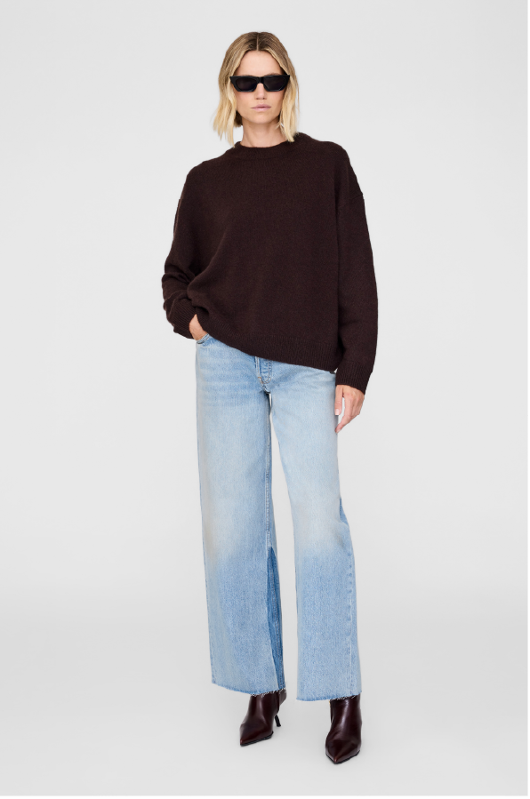 ANINE BING - LEE CREW SWEATER DEEP BROWN