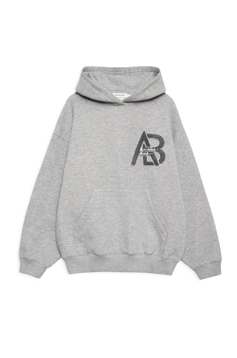 ANINE BING - JACI HOODIE LETTERMAN HEATHER GREY