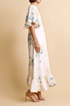 BYTIMO - LINEN RUFFLE MAXI DRESS BLUE STRAW