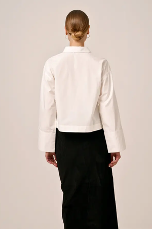 BYTIMO - POPLIN CROPPED WHITE BLOUSE