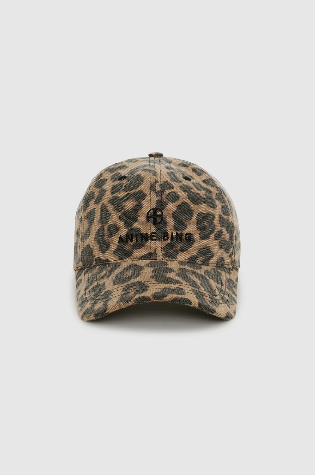 ANINE BING - JEREMY BASEBALL CAP BLACK AND BROWN LEOPARD